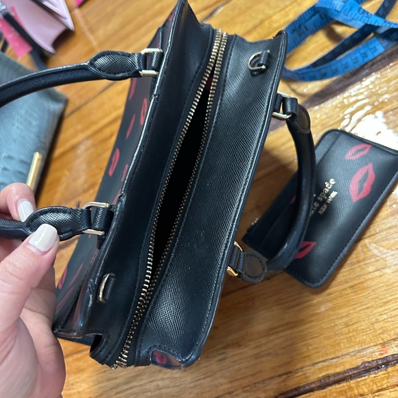 kate spade Black Satchel with Pink Lip Print - Picture 4 of 11